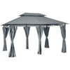 Outsunny 10' x 13' Patio Gazebo, Outdoor 2-Tiers Garden Canopy Yard Sunshade Shelter with Curtains, Grey