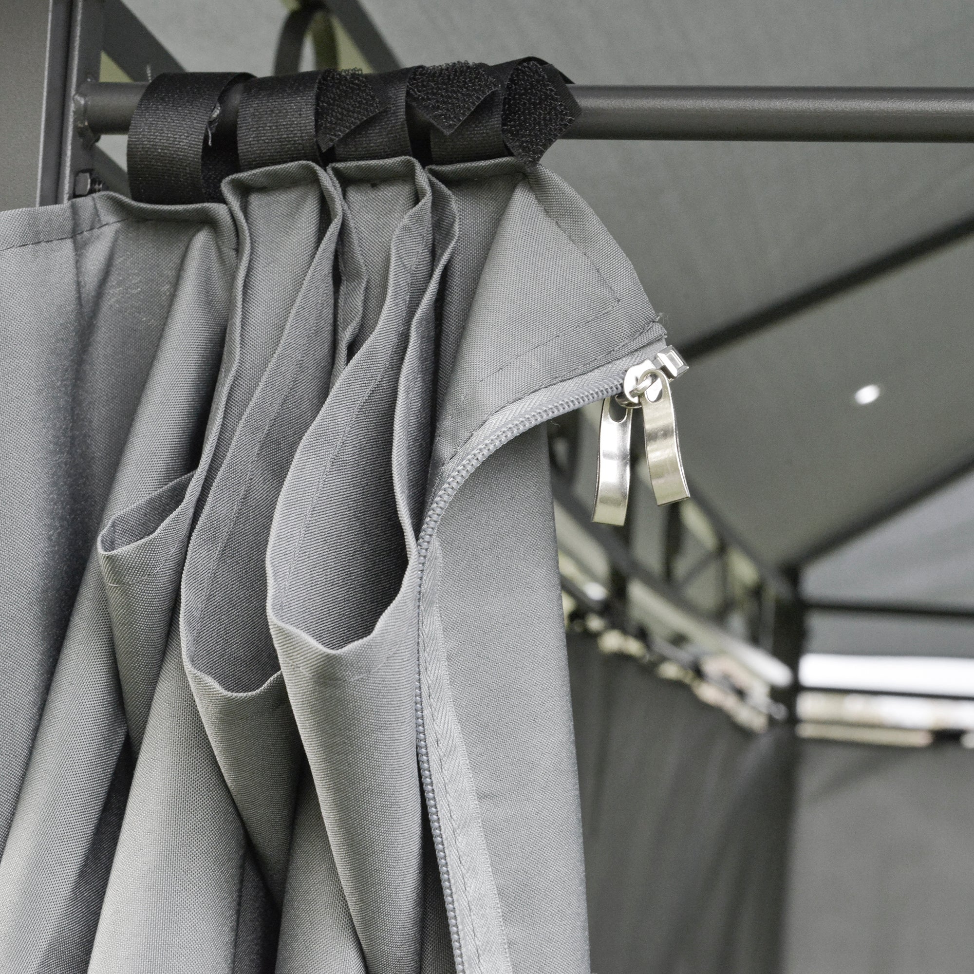 Outsunny 10' x 13' Patio Gazebo, Outdoor 2-Tiers Garden Canopy Yard Sunshade Shelter with Curtains, Grey