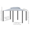 Outsunny 10' x 13' Patio Gazebo, Outdoor 2-Tiers Garden Canopy Yard Sunshade Shelter with Curtains, Grey