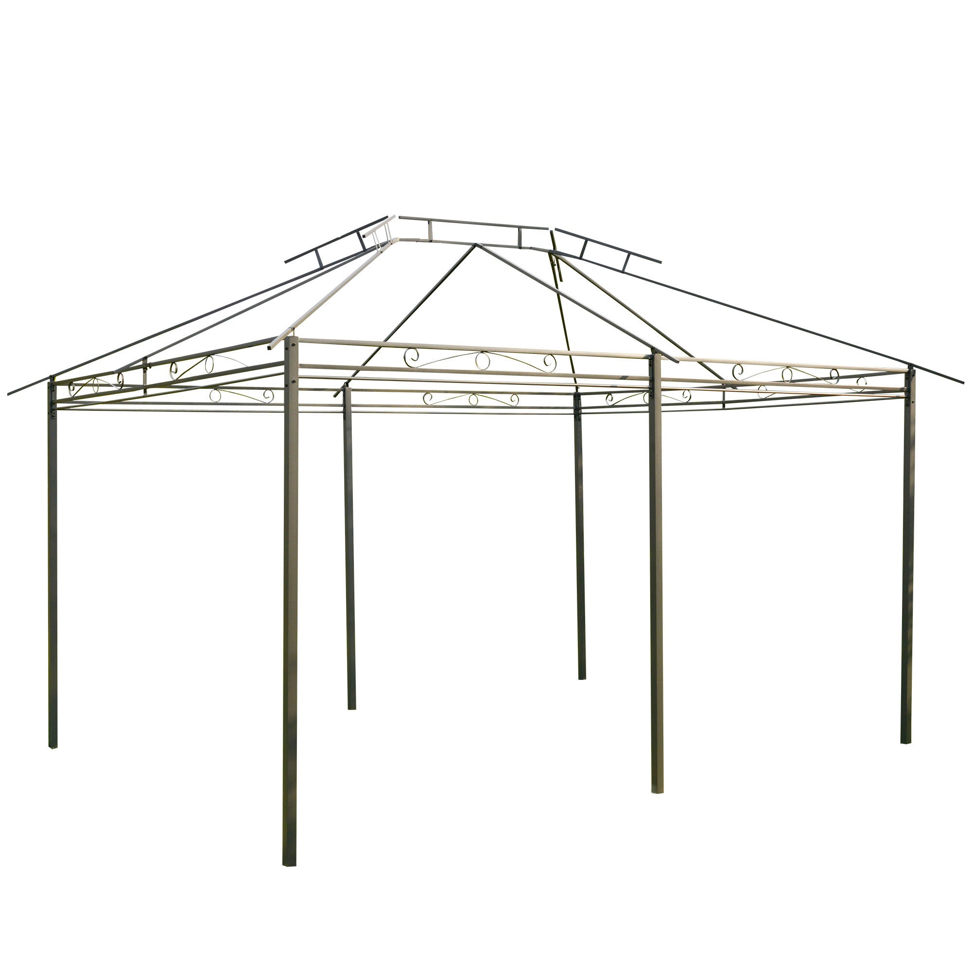 Outsunny 10' x 13' Patio Gazebo, Outdoor 2-Tiers Garden Canopy Yard Sunshade Shelter with Curtains, Grey