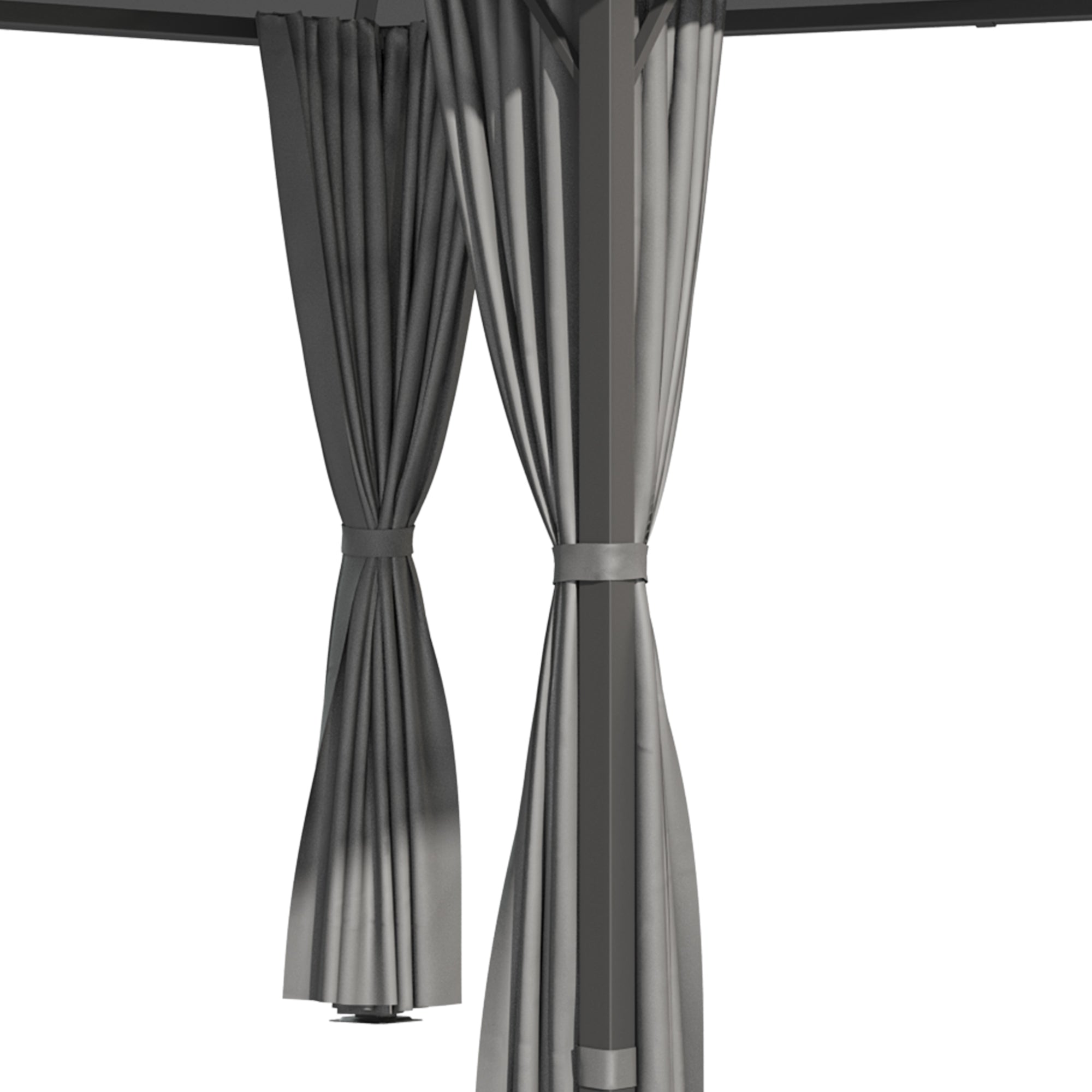 Outsunny 10' x 10' Outdoor Gazebo Canopy, Hardtop Gazebo with UV60+ Polycarbonate Roof, Steel Frame, Central Hook, and Curtains, for Garden, Lawn, Backyard, Deck, Dark Grey