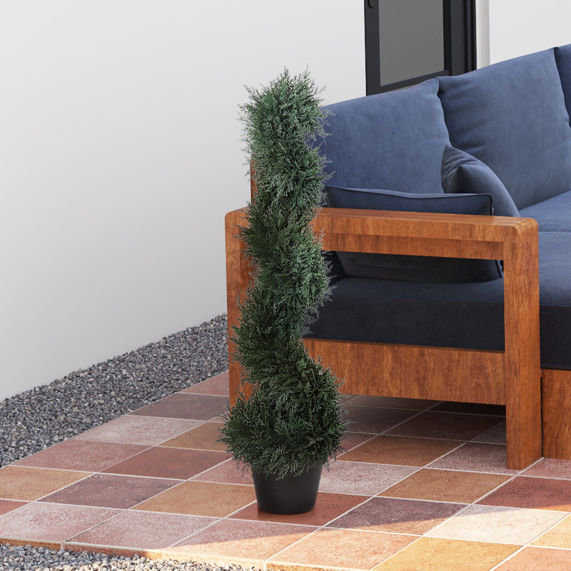 Outsunny 3 Feet Topiary Trees, Artificial Faux Fakes Spiral Plant, Green Cedar Tree Indoor Outdoor Decor with Nursery Pot