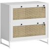 Vinsetto 2-Drawer Filing Cabinet with Lock, Rattan File Cabinet with Adjustable Hanging Bar for Letters, A4 and Legal Size Papers, White
