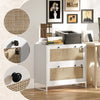 Vinsetto 2-Drawer Filing Cabinet with Lock, Rattan File Cabinet with Adjustable Hanging Bar for Letters, A4 and Legal Size Papers, White