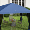 Outsunny 10' x 10' Pop Up Canopy Tent Gazebo with Removable Mesh Sidewall Netting, Carry Bag for Backyard Patio Outdoor, Blue