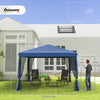 Outsunny 10' x 10' Pop Up Canopy Tent Gazebo with Removable Mesh Sidewall Netting, Carry Bag for Backyard Patio Outdoor, Blue