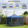 Outsunny 10' x 10' Pop Up Canopy Tent Gazebo with Removable Mesh Sidewall Netting, Carry Bag for Backyard Patio Outdoor, Blue
