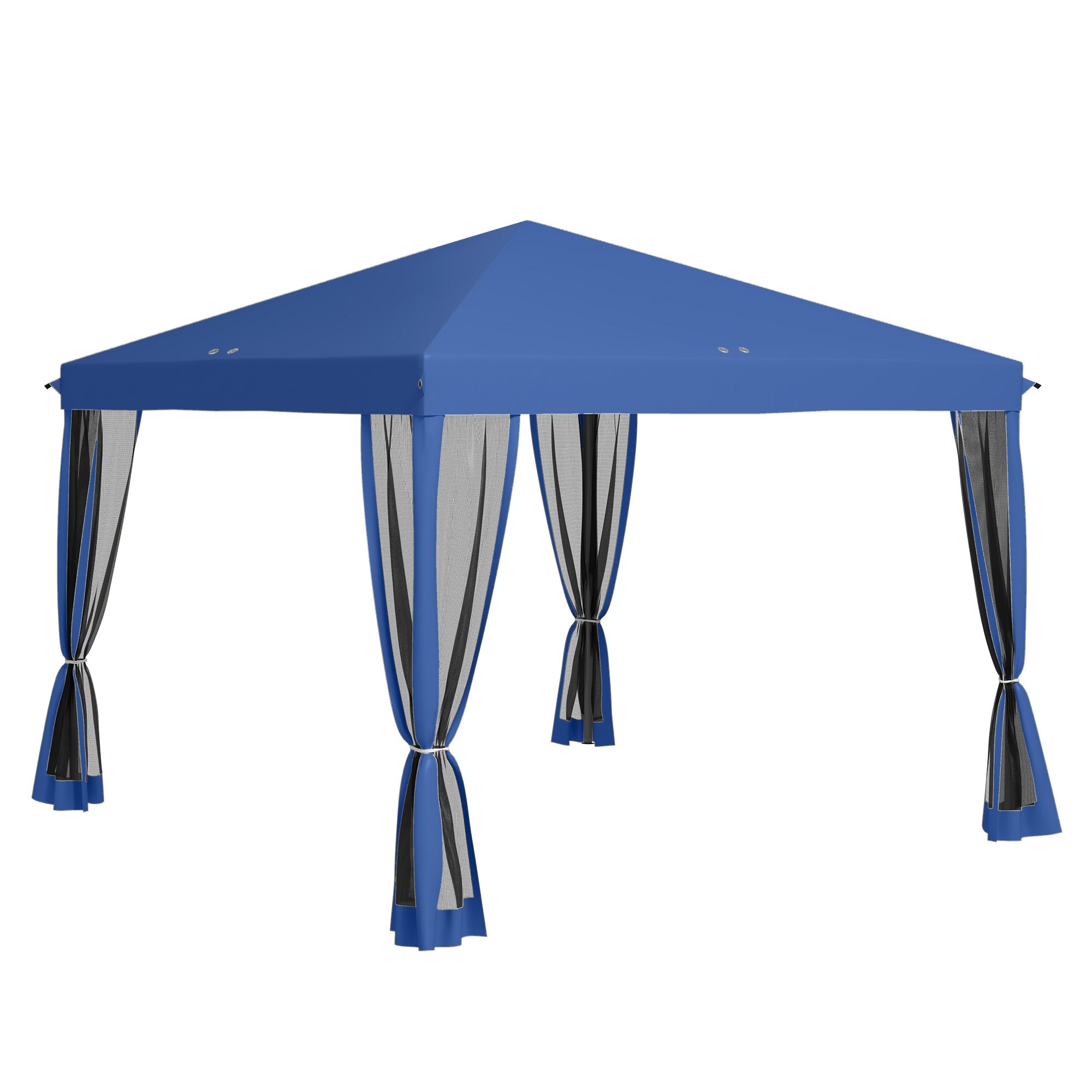 Outsunny 10' x 10' Pop Up Canopy Tent Gazebo with Removable Mesh Sidewall Netting, Carry Bag for Backyard Patio Outdoor, Blue