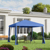 Outsunny 10' x 10' Pop Up Canopy Tent Gazebo with Removable Mesh Sidewall Netting, Carry Bag for Backyard Patio Outdoor, Blue