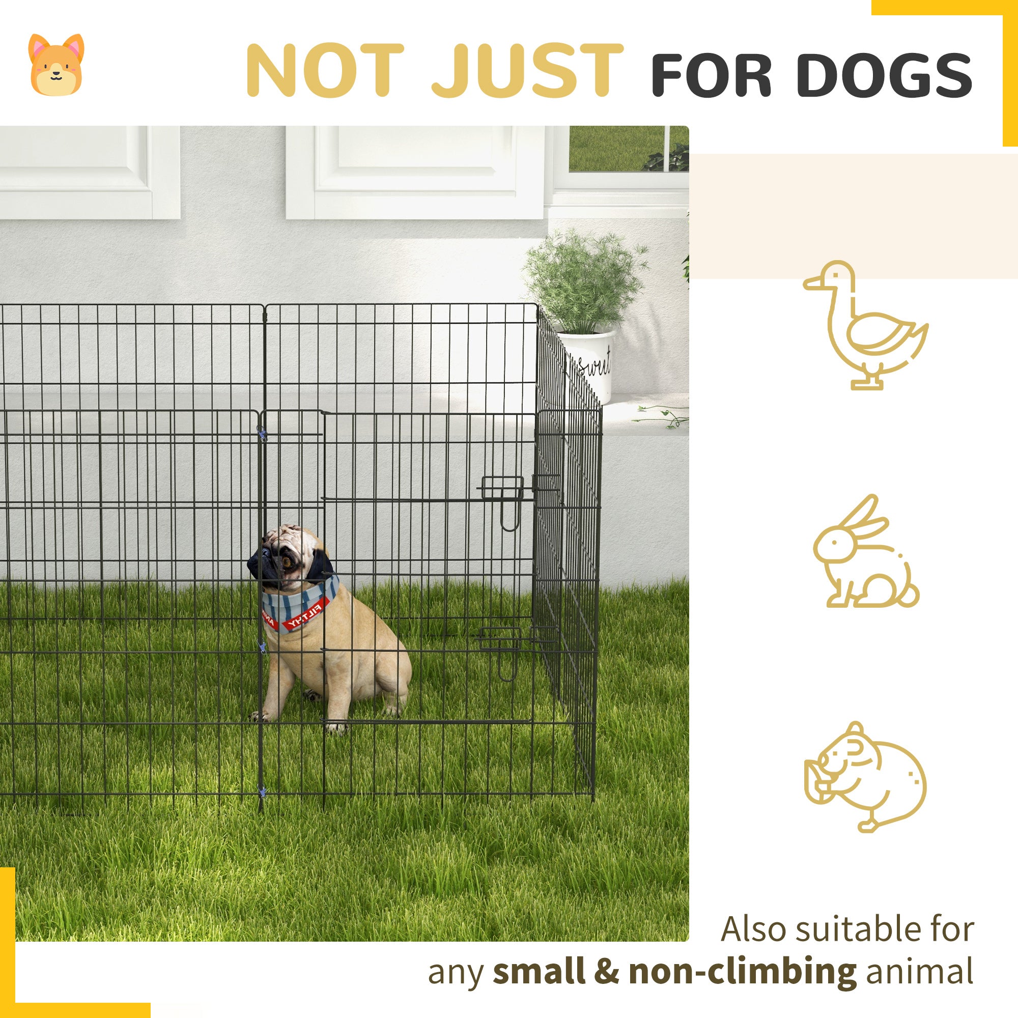 PawHut 30inch Foldable Metal Exercise Pet Playpen Backyard Dog Puppy Kennel Cage 8 Panel
