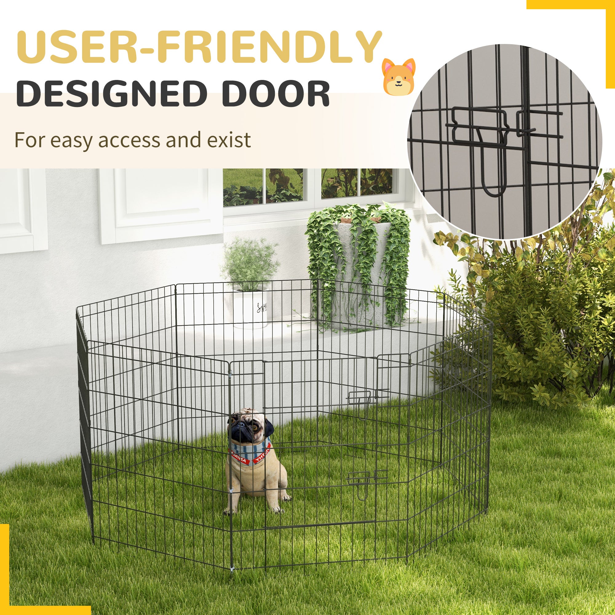 PawHut 30inch Foldable Metal Exercise Pet Playpen Backyard Dog Puppy Kennel Cage 8 Panel
