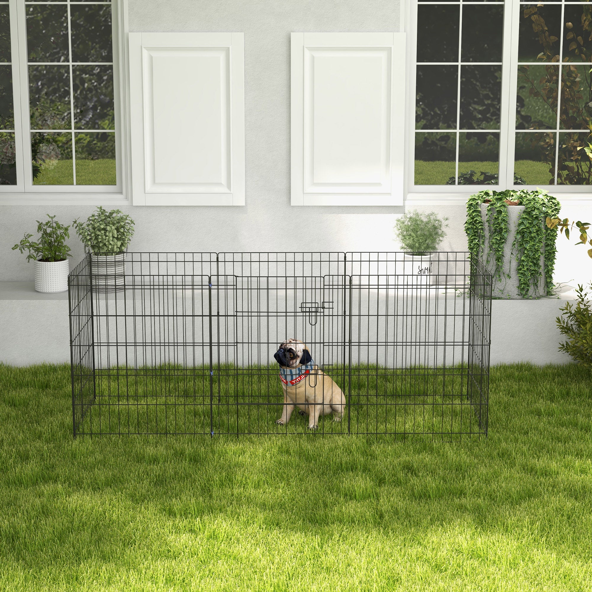 PawHut 30inch Foldable Metal Exercise Pet Playpen Backyard Dog Puppy Kennel Cage 8 Panel