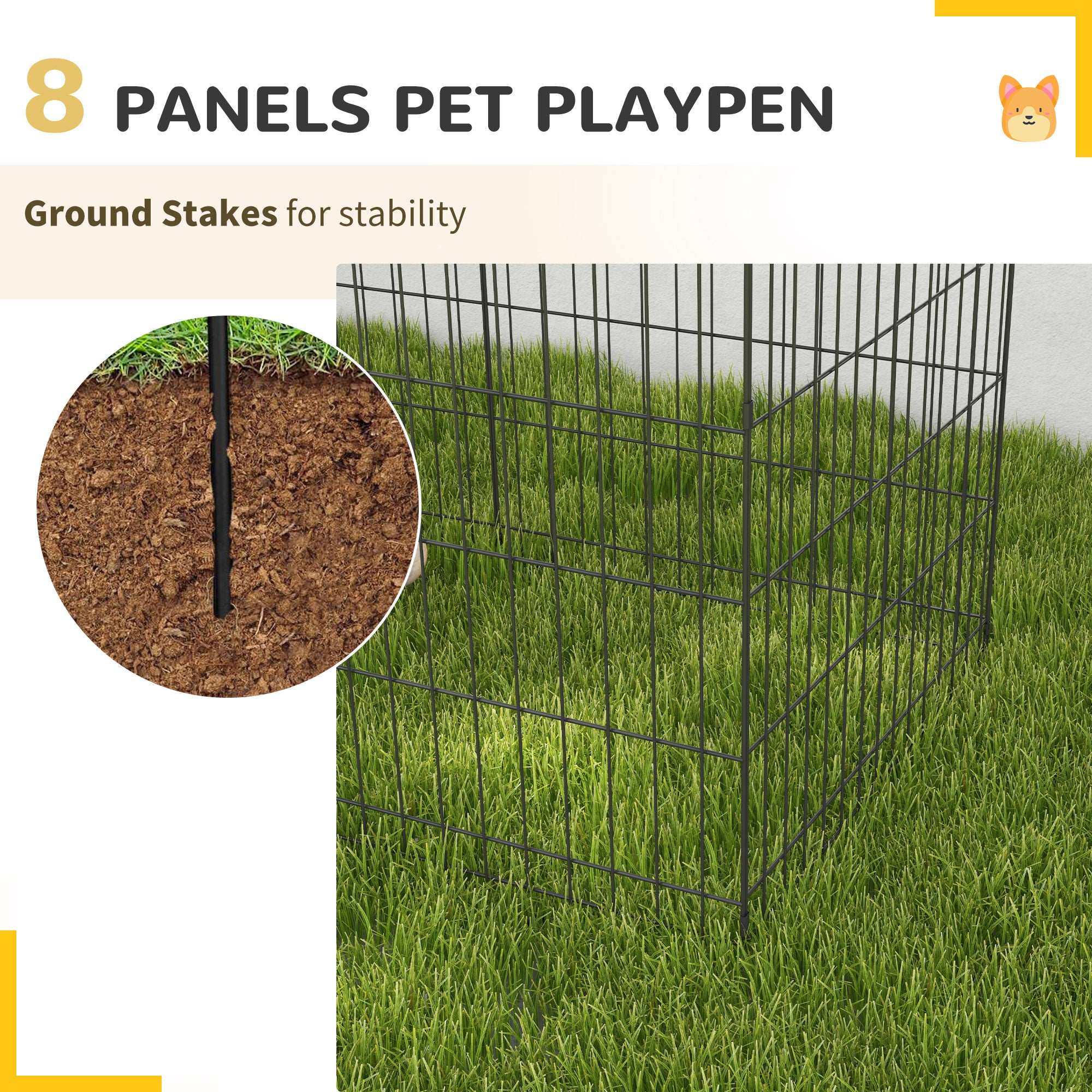 PawHut 30inch Foldable Metal Exercise Pet Playpen Backyard Dog Puppy Kennel Cage 8 Panel