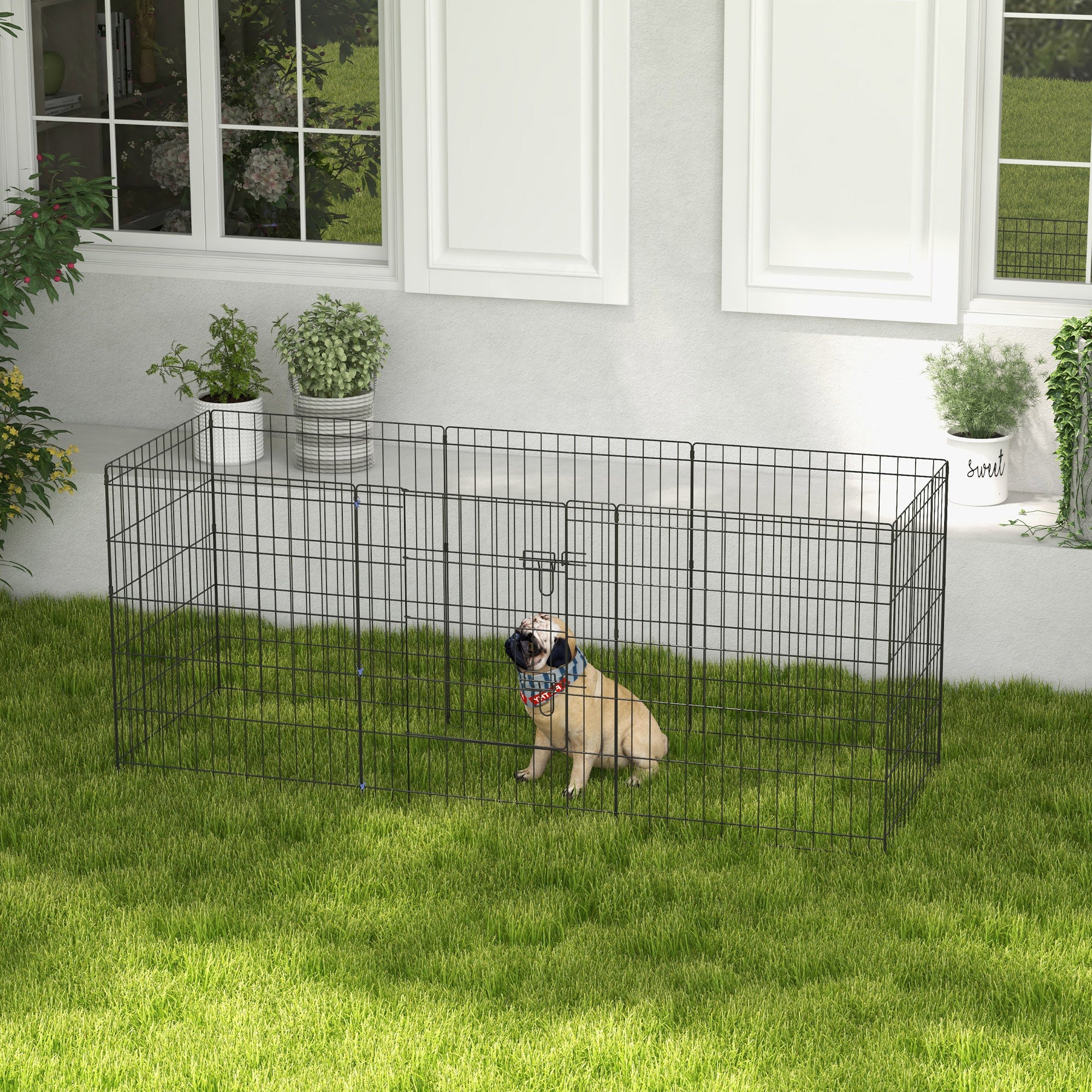 PawHut 30inch Foldable Metal Exercise Pet Playpen Backyard Dog Puppy Kennel Cage 8 Panel