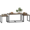 HOMCOM Nesting Coffee Table Set of 3, Modern End Tables with Black Metal Frame for Living Room Home Furniture, Brown Wood Grain