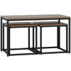 HOMCOM Nesting Coffee Table Set of 3, Modern End Tables with Black Metal Frame for Living Room Home Furniture, Brown Wood Grain