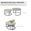 HOMCOM Nesting Tables, 31" Round Coffee Table Set of 2, Modern Side Tables for Living Room with Metal Base, Cement Grey