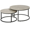 HOMCOM Nesting Tables, 31" Round Coffee Table Set of 2, Modern Side Tables for Living Room with Metal Base, Cement Grey