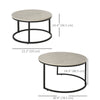 HOMCOM Nesting Tables, 31" Round Coffee Table Set of 2, Modern Side Tables for Living Room with Metal Base, Cement Grey
