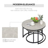 HOMCOM Nesting Tables, 31" Round Coffee Table Set of 2, Modern Side Tables for Living Room with Metal Base, Cement Grey