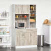 HOMCOM 71" Kitchen Buffet with Hutch, Freestanding Kitchen Pantry Storage Cabinet with Adjustable Shelf, Doors, Drawers, Microwave Counter, Natural
