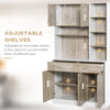 HOMCOM 71" Kitchen Buffet with Hutch, Freestanding Kitchen Pantry Storage Cabinet with Adjustable Shelf, Doors, Drawers, Microwave Counter, Natural
