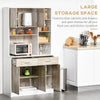 HOMCOM 71" Kitchen Buffet with Hutch, Freestanding Kitchen Pantry Storage Cabinet with Adjustable Shelf, Doors, Drawers, Microwave Counter, Natural
