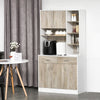 HOMCOM 71" Kitchen Buffet with Hutch, Freestanding Kitchen Pantry Storage Cabinet with Adjustable Shelf, Doors, Drawers, Microwave Counter, Natural