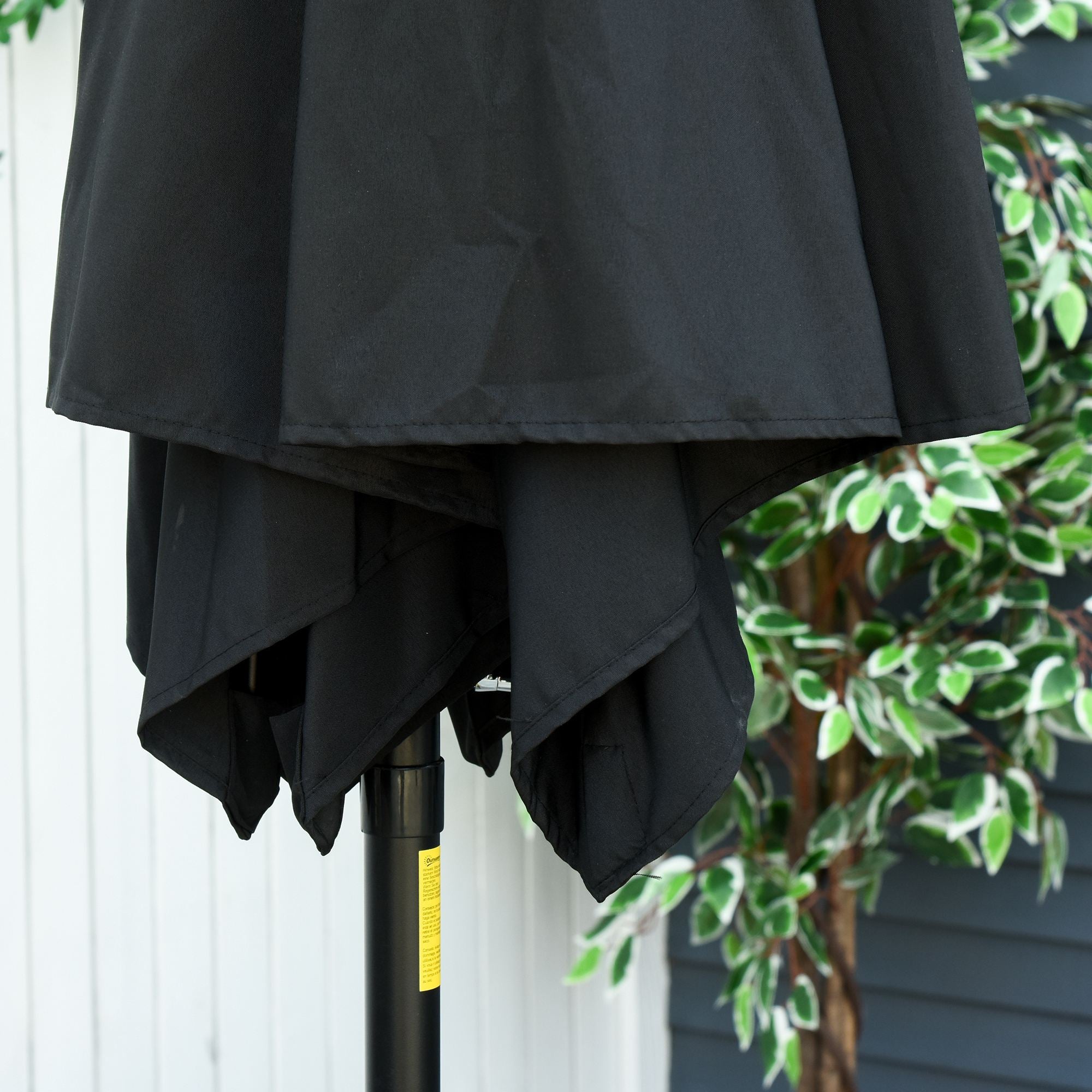Outsunny 8.5' Round Aluminum Patio Umbrella 6 Ribs Market Sunshade Tilt Canopy w/ Crank Handle Garden Parasol Black