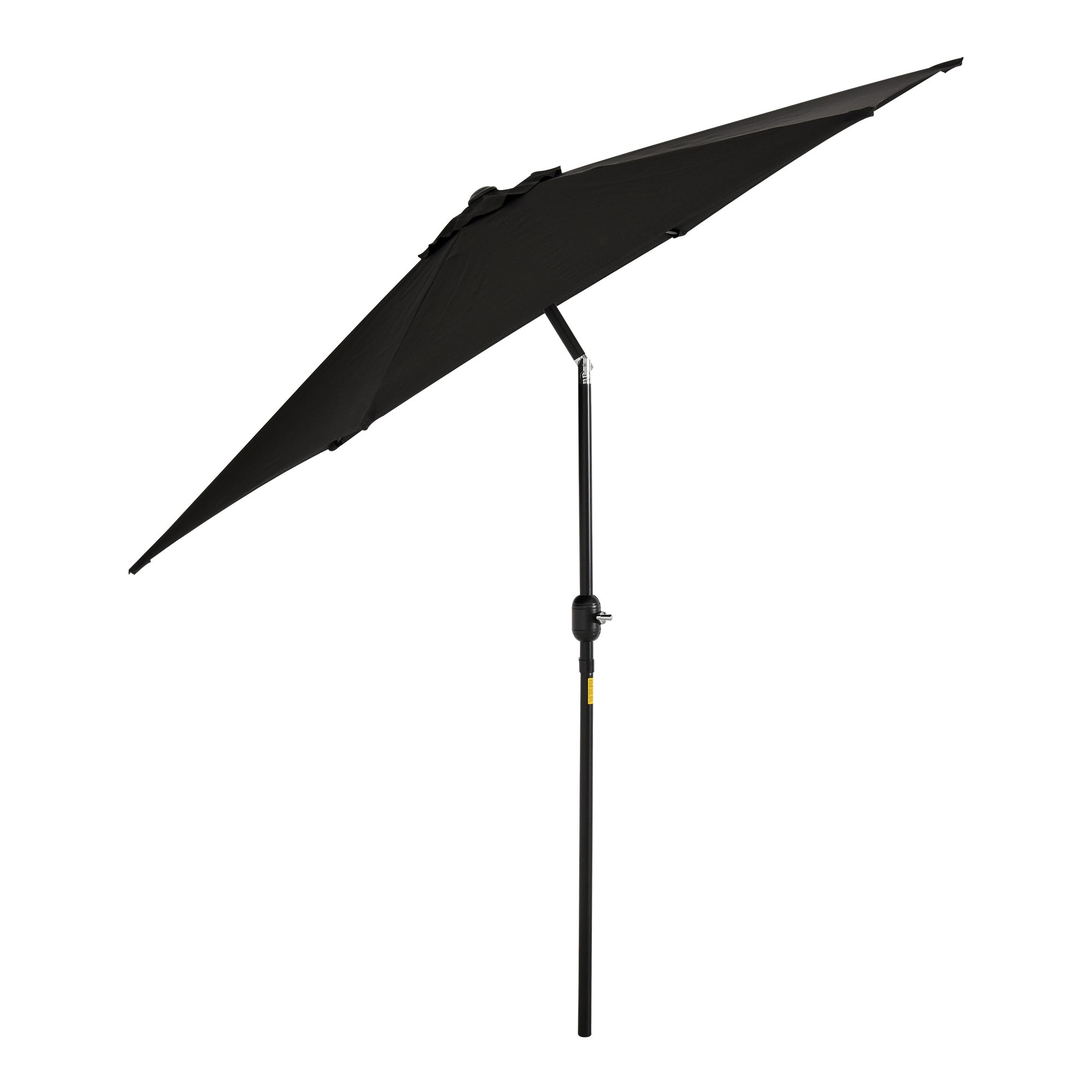 Outsunny 8.5' Round Aluminum Patio Umbrella 6 Ribs Market Sunshade Tilt Canopy w/ Crank Handle Garden Parasol Black