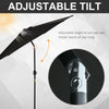 Outsunny 8.5' Round Aluminum Patio Umbrella 6 Ribs Market Sunshade Tilt Canopy w/ Crank Handle Garden Parasol Black