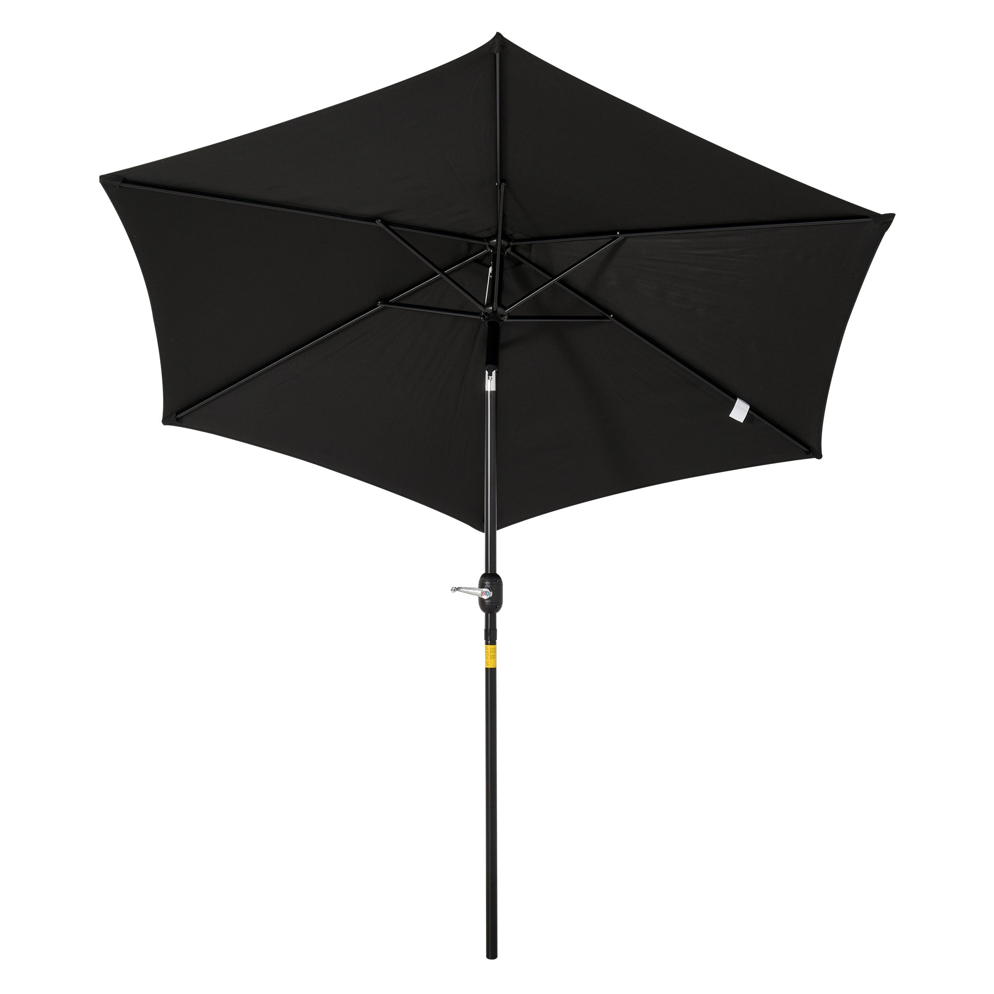 Outsunny 8.5' Round Aluminum Patio Umbrella 6 Ribs Market Sunshade Tilt Canopy w/ Crank Handle Garden Parasol Black