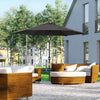 Outsunny 8.5' Round Aluminum Patio Umbrella 6 Ribs Market Sunshade Tilt Canopy w/ Crank Handle Garden Parasol Black
