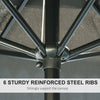 Outsunny 8.5' Round Aluminum Patio Umbrella 6 Ribs Market Sunshade Tilt Canopy w/ Crank Handle Garden Parasol Black