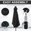 Outsunny 8.5' Round Aluminum Patio Umbrella 6 Ribs Market Sunshade Tilt Canopy w/ Crank Handle Garden Parasol Black