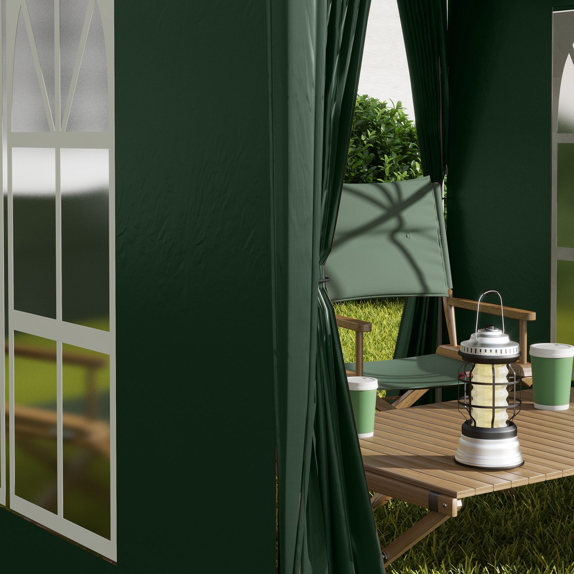 Outsunny 6.6'x6.6' Pop Up Canopy Tent with Sidewalls, Instant Sun Shelter Camping Gazebo with Carry Bag, for Outdoor, Garden, Patio, Green