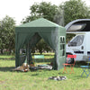 Outsunny 6.6'x6.6' Pop Up Canopy Tent with Sidewalls, Instant Sun Shelter Camping Gazebo with Carry Bag, for Outdoor, Garden, Patio, Green