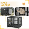 PawHut Heavy Duty Steel Dog Crate Kennel Pet Cage with Wheels for Portability and a Door for Convenient Access Anti-Pinching Floor, 40.7"L x 29.5"W x 34.6"H, Black