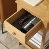 HOMCOM Side Table with Drawer and Storage Shelf, Narrow End Table Nightstand with Bamboo Frame for Small Spaces, Natural