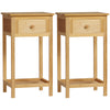 HOMCOM Side Table with Drawer and Storage Shelf, Narrow End Table Nightstand with Bamboo Frame for Small Spaces, Natural