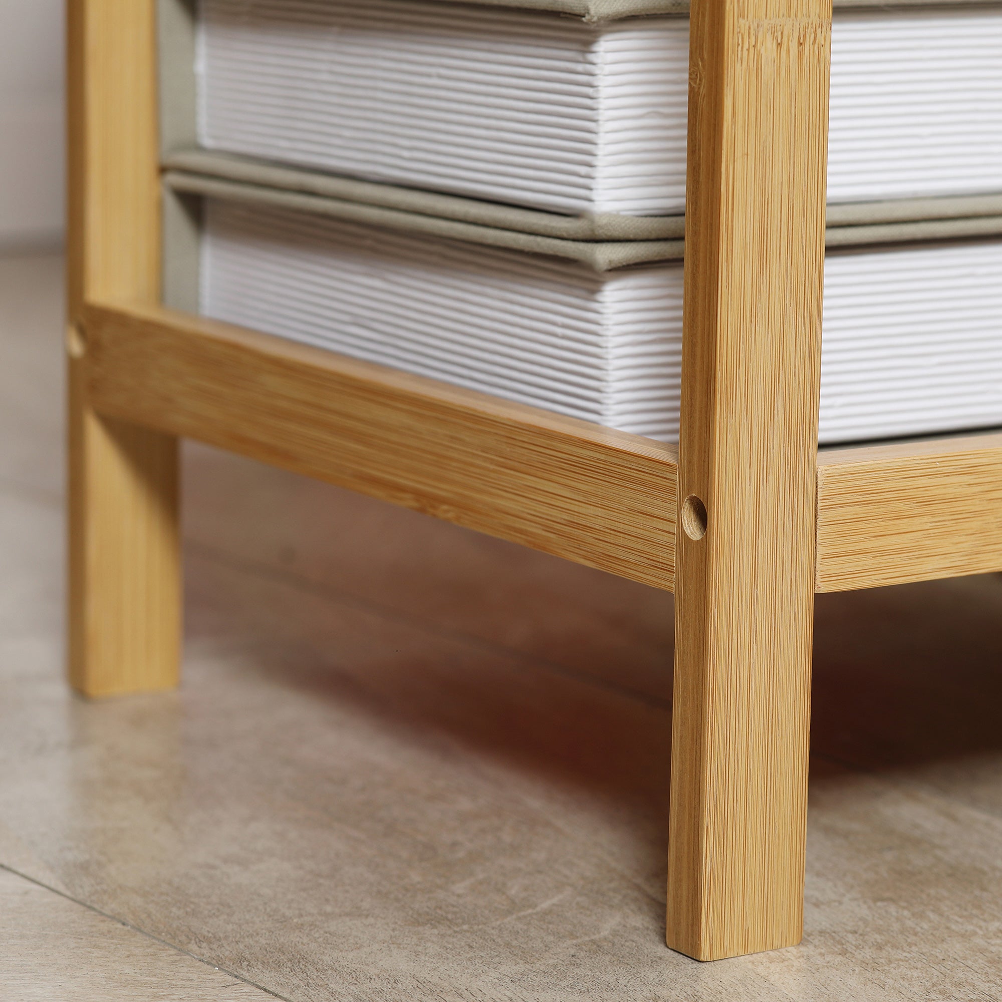 HOMCOM Side Table with Drawer and Storage Shelf, Narrow End Table Nightstand with Bamboo Frame for Small Spaces, Natural