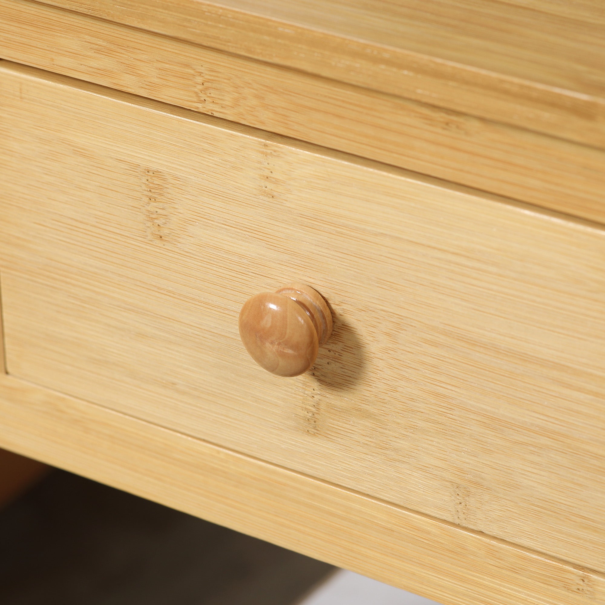 HOMCOM Side Table with Drawer and Storage Shelf, Narrow End Table Nightstand with Bamboo Frame for Small Spaces, Natural