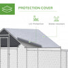 PawHut Chicken Run, 23' x 6.6' Metal Chicken Coop with Waterproof and Anti-UV Cover, Spire Roof, Door, for 12-14 Chickens, Ducks, Rabbits, Sliver
