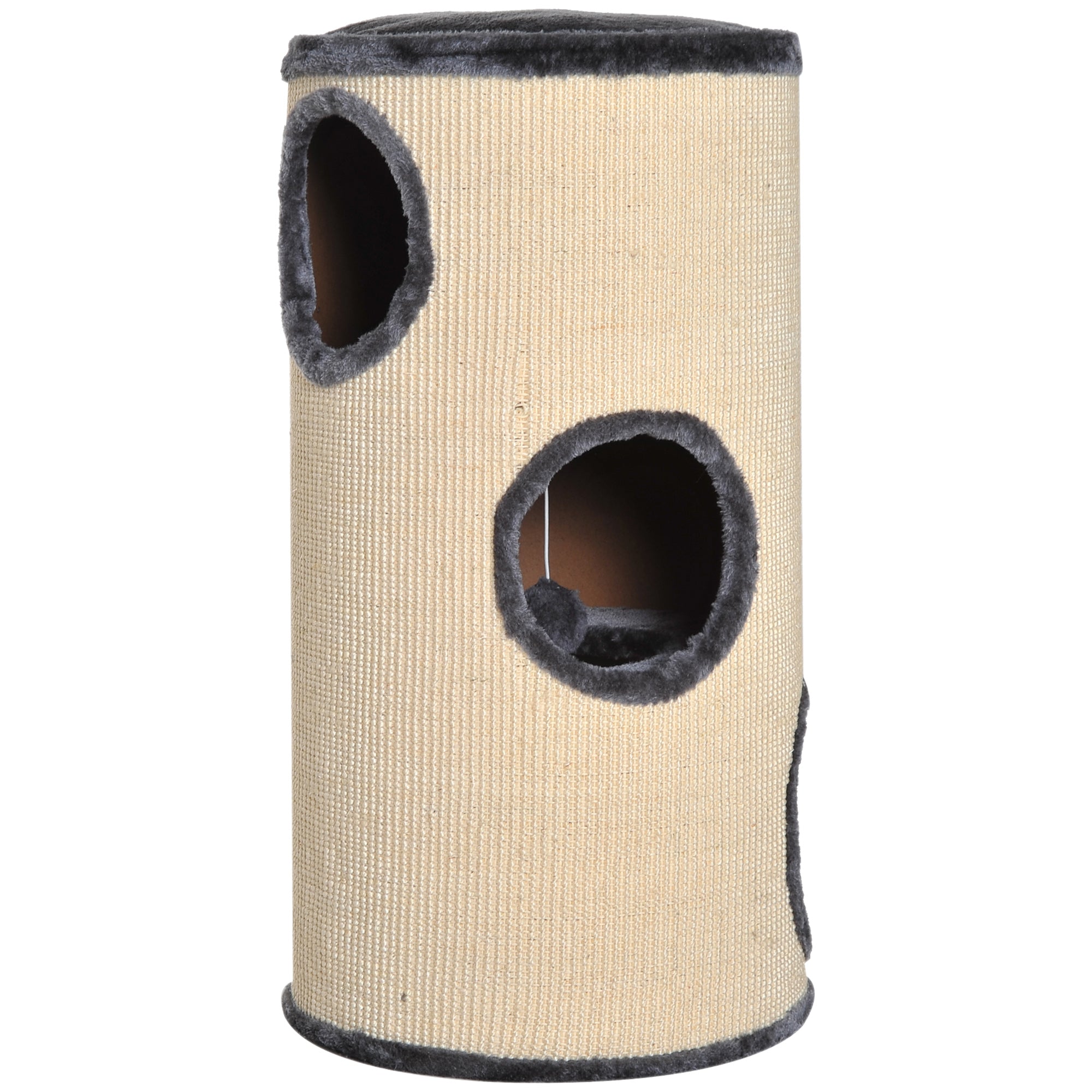 PawHut 70cm Height Cat Post Tree Scratching Barrel Sisal Activity Center Condo Kitten Bed Scratcher Climbing Climber Play House for Indoor Cats
