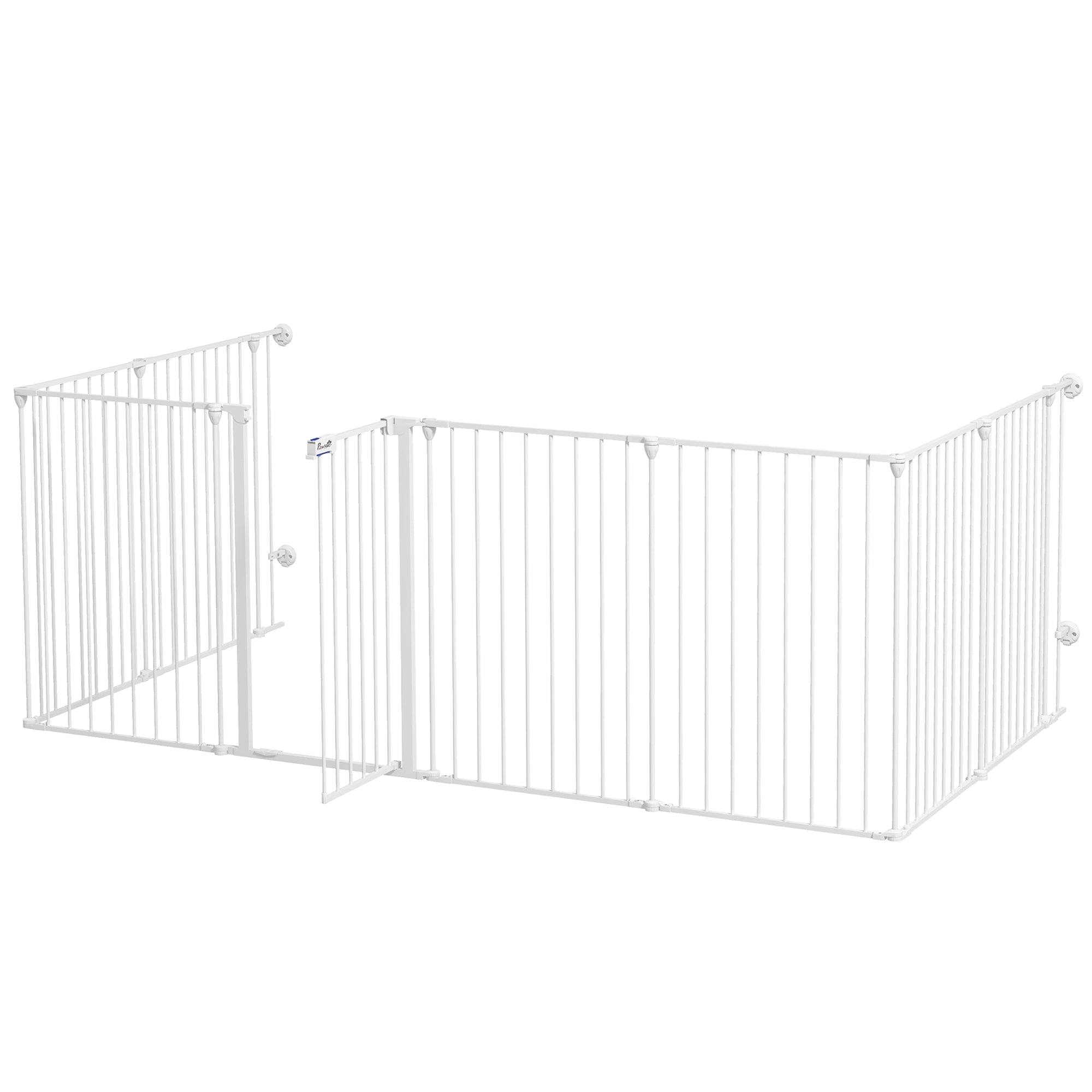 PawHut 2 in 1 Multifunctional Dog Pen, Safety Pet Gate, 8 Panels Dog Playpen with Double-Locking Door, Foldable Dog Barrier for Medium Dogs, 90Hcm - White
