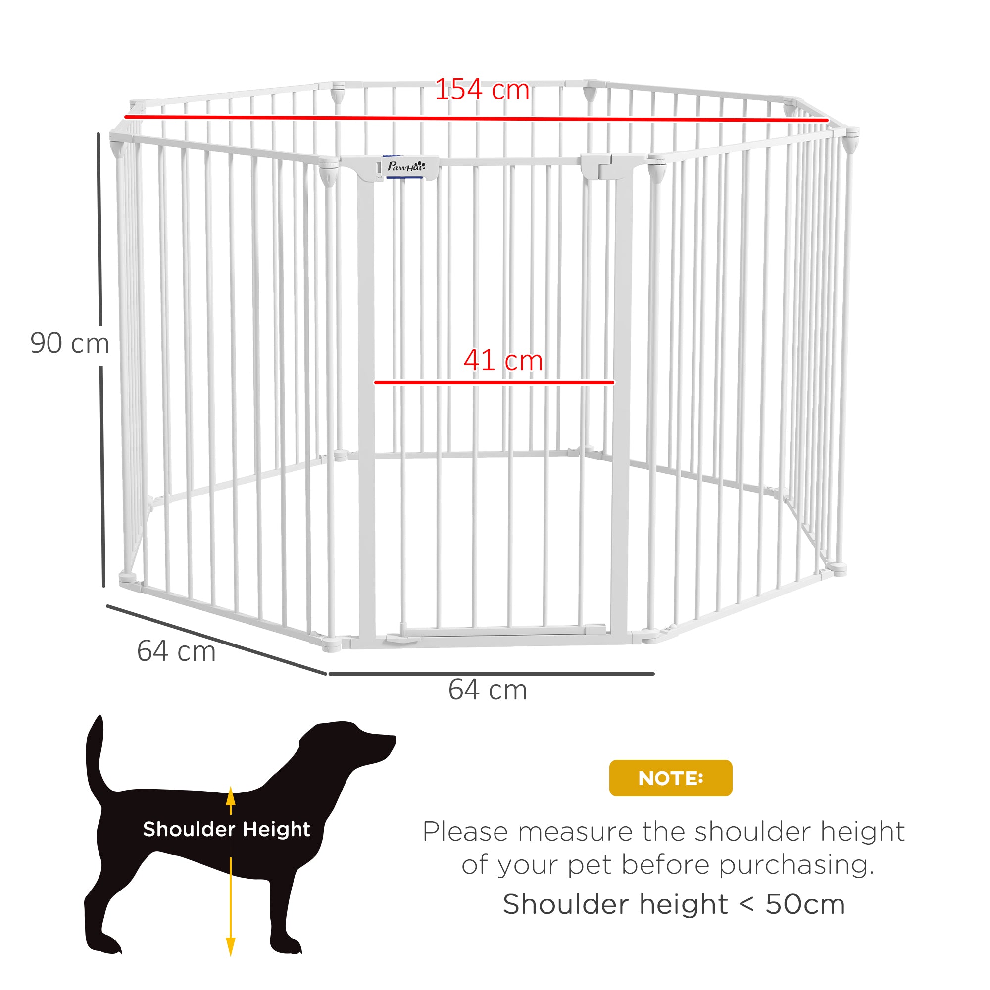 PawHut 2 in 1 Multifunctional Dog Pen, Safety Pet Gate, 8 Panels Dog Playpen with Double-Locking Door, Foldable Dog Barrier for Medium Dogs, 90Hcm - White