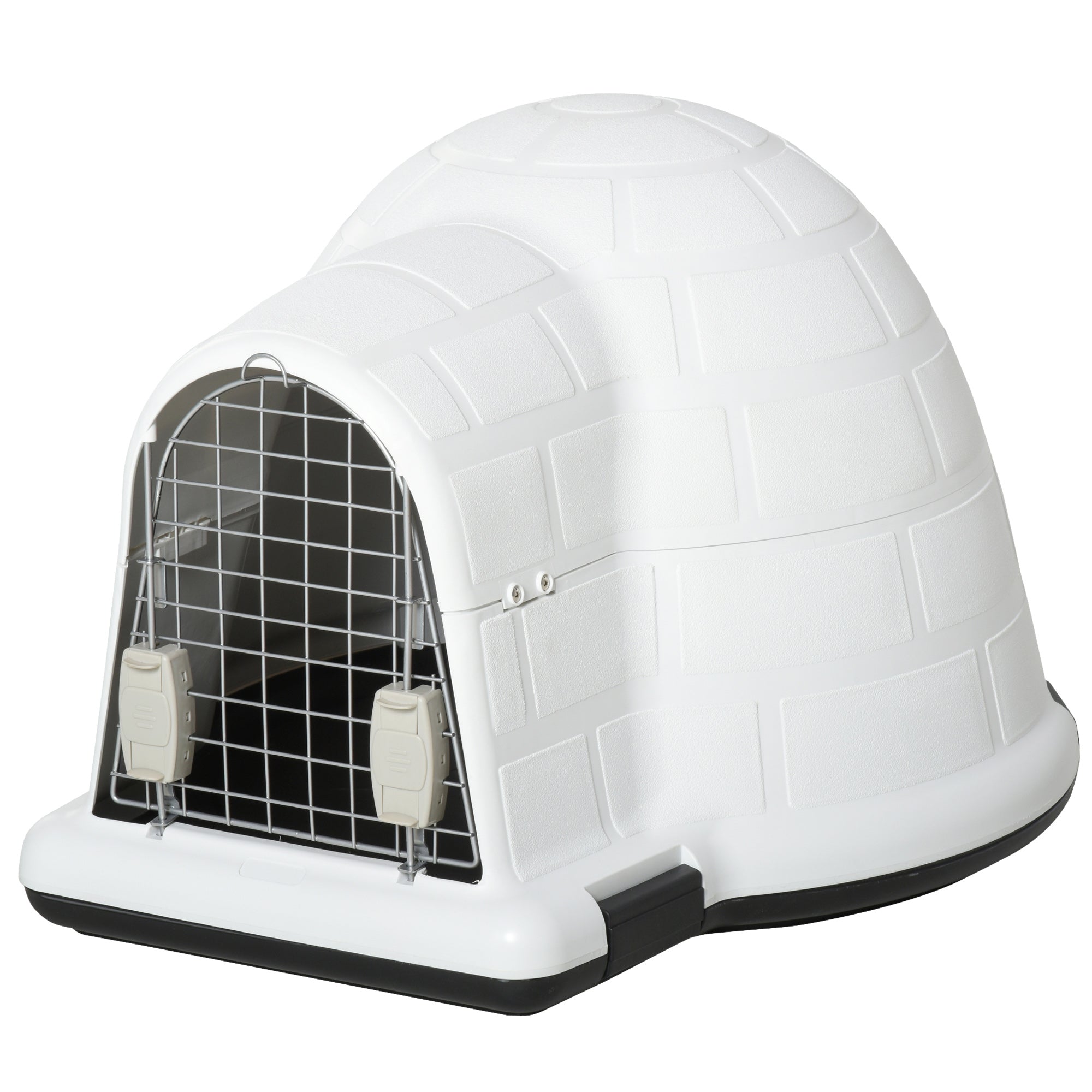 PawHut Plastic Igloo Dog House Puppy Kennel Pet Shelter with Windows for Small Sized Dogs Easy to Clean White