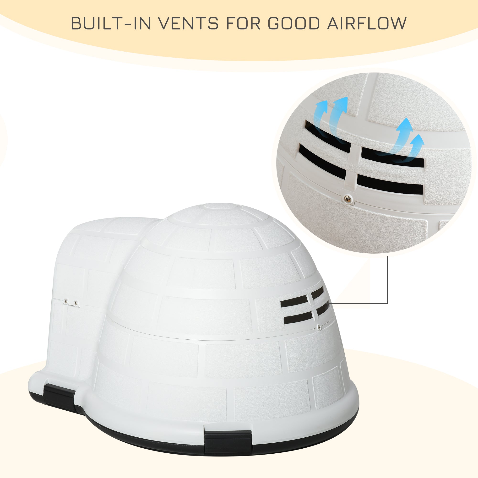 PawHut Plastic Igloo Dog House Puppy Kennel Pet Shelter with Windows for Small Sized Dogs Easy to Clean White