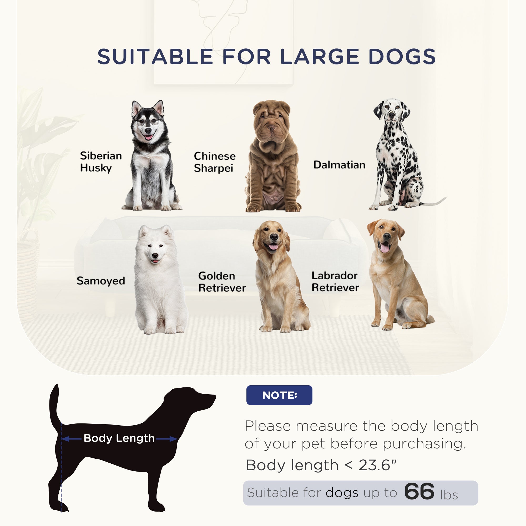 PawHut Dog Sofa, Raised Dog Couch with Comfortable Cushion, Pine Wood Legs, Foot Pads, Pet Sofa for Large-Sized Dogs Indoor Use, Dark Blue