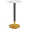 HOMCOM Round Bar Table, High Top Kitchen Table with Faux-marbled Top and Steel Frame, Modern Pub Table for 2, Easy Assembly for Home Bar, White